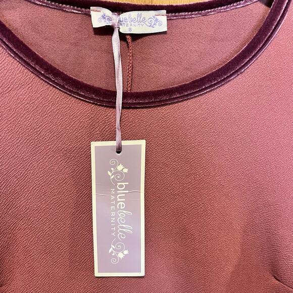 Blue Belle Maternity Dress NWT Size Small Layered Bell Sleeve Velvet Details - Picture 6 of 7